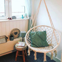 Load image into Gallery viewer, Safe Beige Hanging Hammock Chair Swing Rope Outdoor Indoor Bar Garden Seat Lazy Chair Collapsible Garden No Sticks Dropshipping